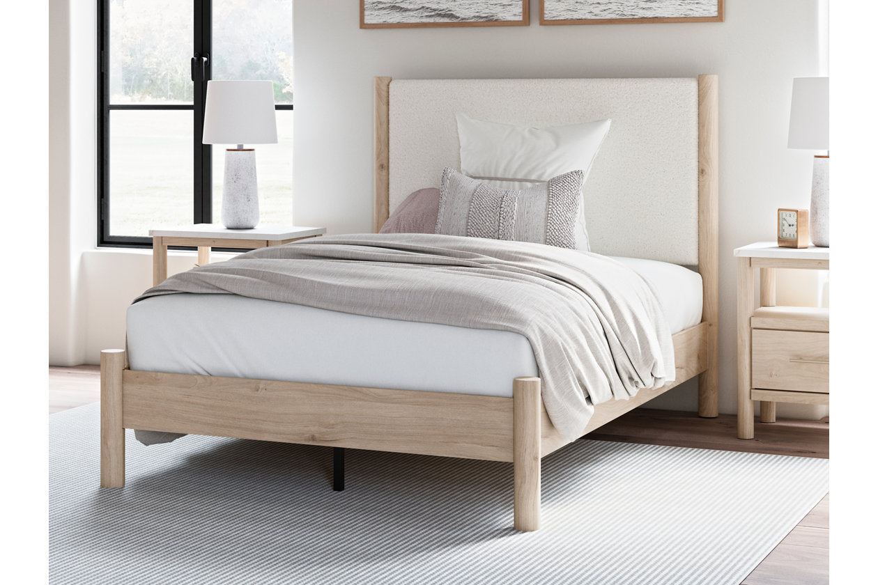 Cadmori Two-tone Full Upholstered Panel Bed - Ashley - Luna Furniture