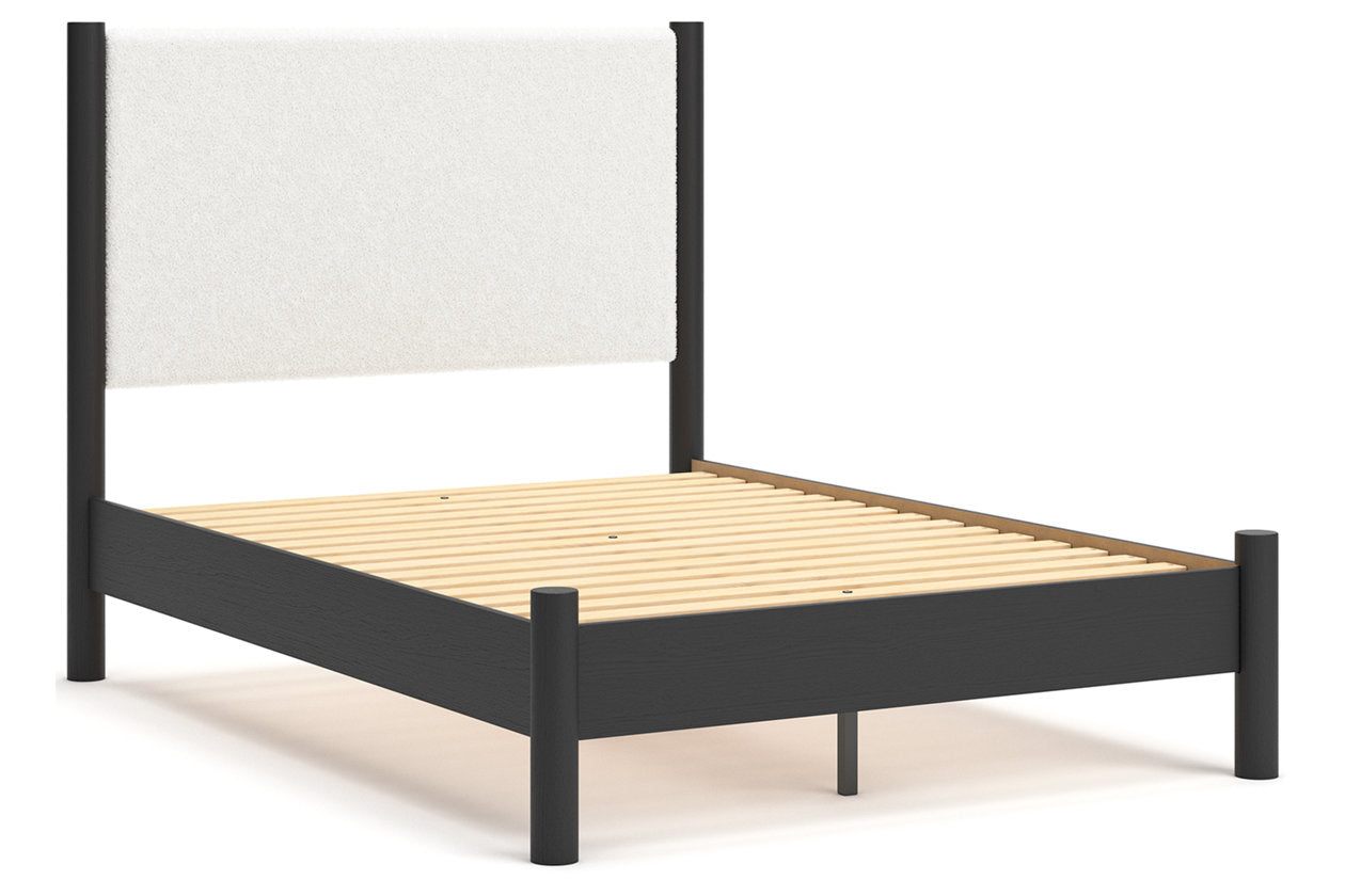 Cadmori Black/White Full Upholstered Panel Bed - Ashley - Luna Furniture
