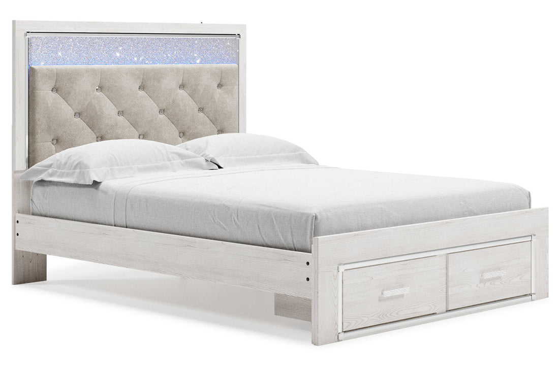 Altyra White Queen Upholstered Storage Bed - Ashley - Luna Furniture