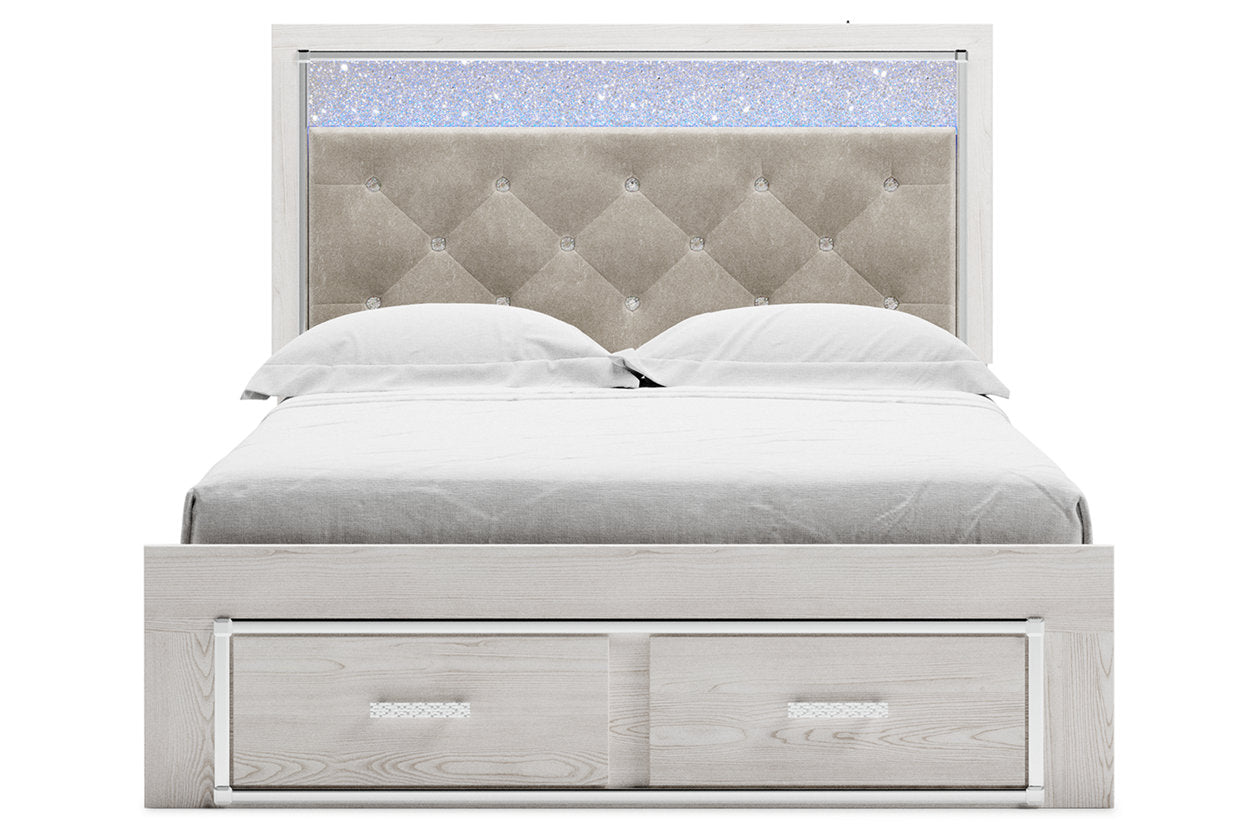 Altyra White Queen Upholstered Storage Bed - Ashley - Luna Furniture