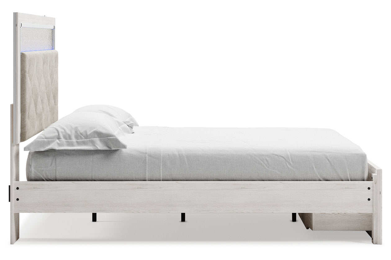 Altyra White Queen Upholstered Storage Platform Bed - Ashley - Luna Furniture