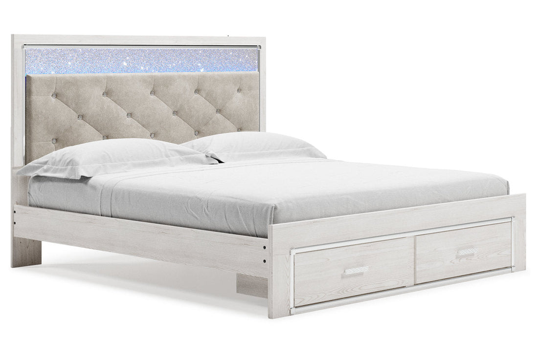 Altyra White King Upholstered Storage Bed from Ashley - Luna Furniture