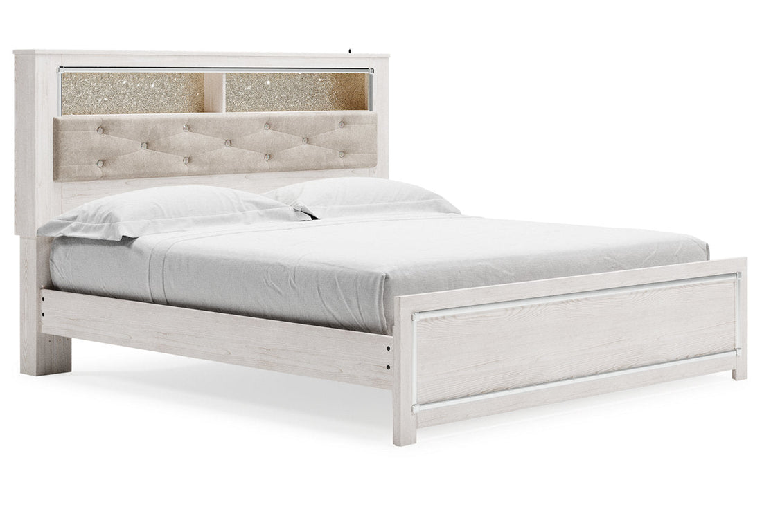 Altyra White King Platform Bookcase Bed - Ashley - Luna Furniture