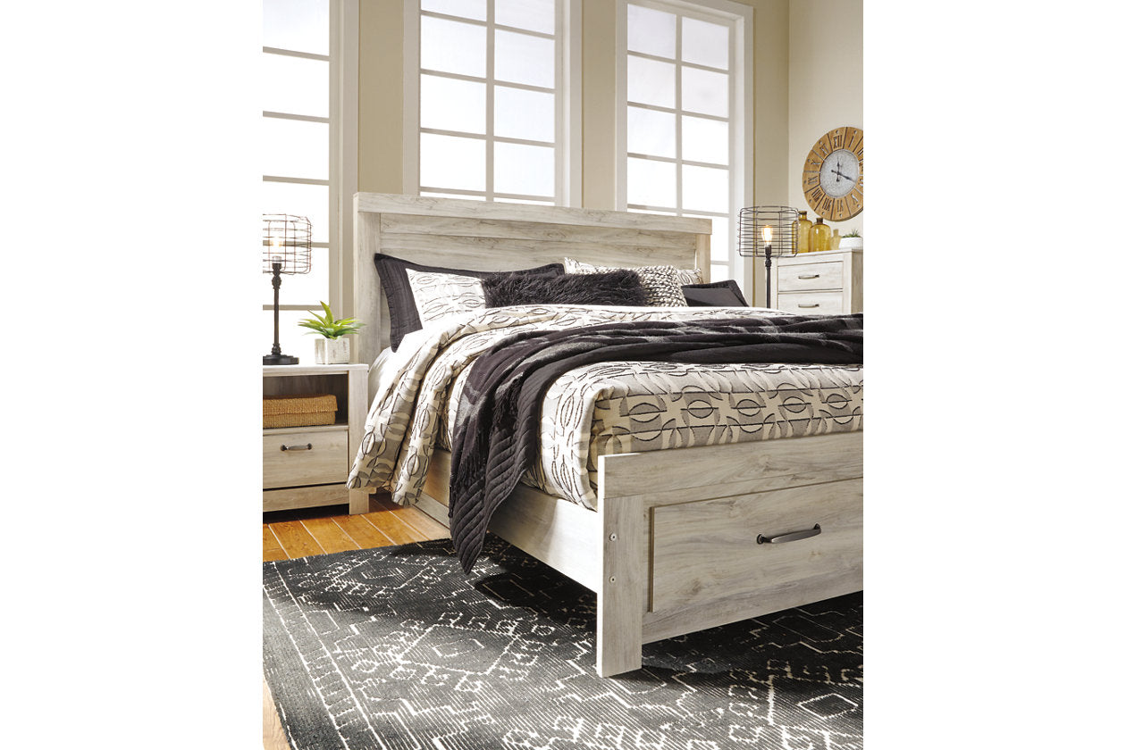 Bellaby Whitewash King Platform Bed with 2 Storage Drawers - Ashley - Luna Furniture