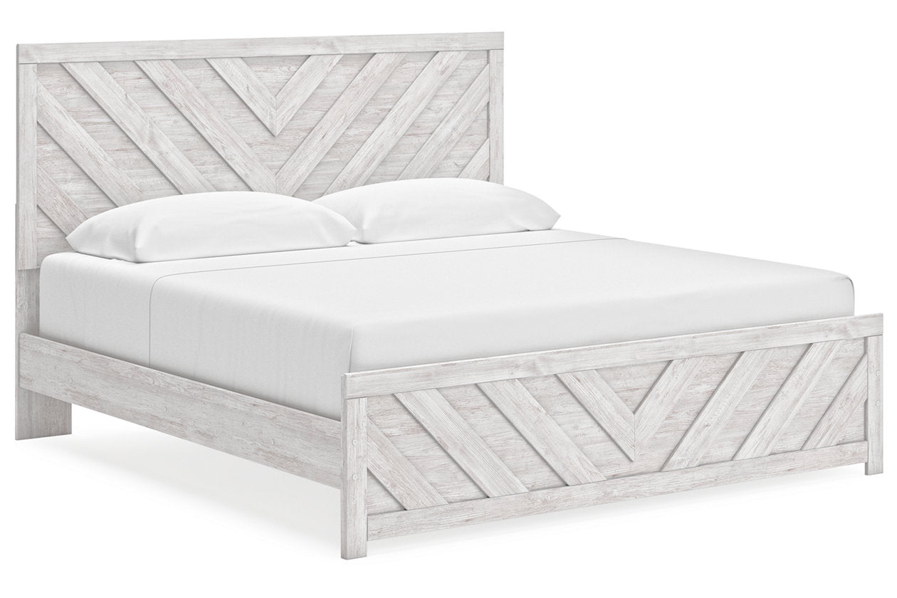 Cayboni Whitewash King Panel Bed - Ashley - Luna Furniture