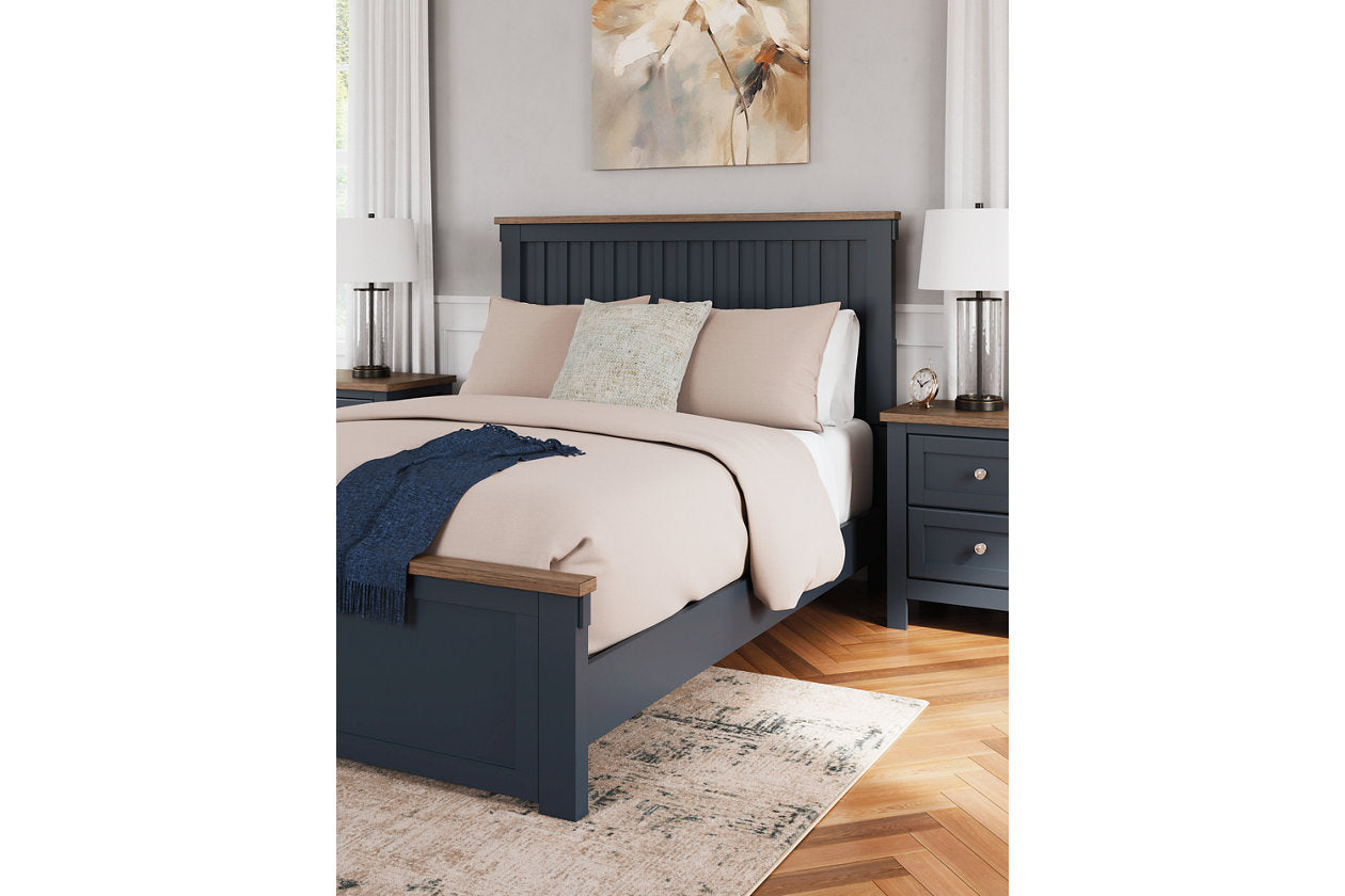 Landocken Brown/Blue Queen Panel Bed - Ashley - Luna Furniture