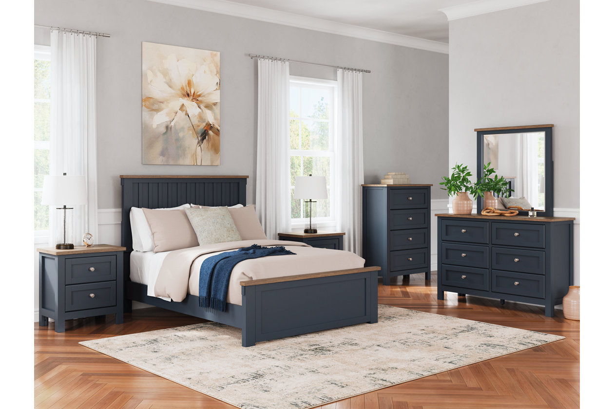 Landocken Brown/Blue Full Panel Bed - Ashley - Luna Furniture