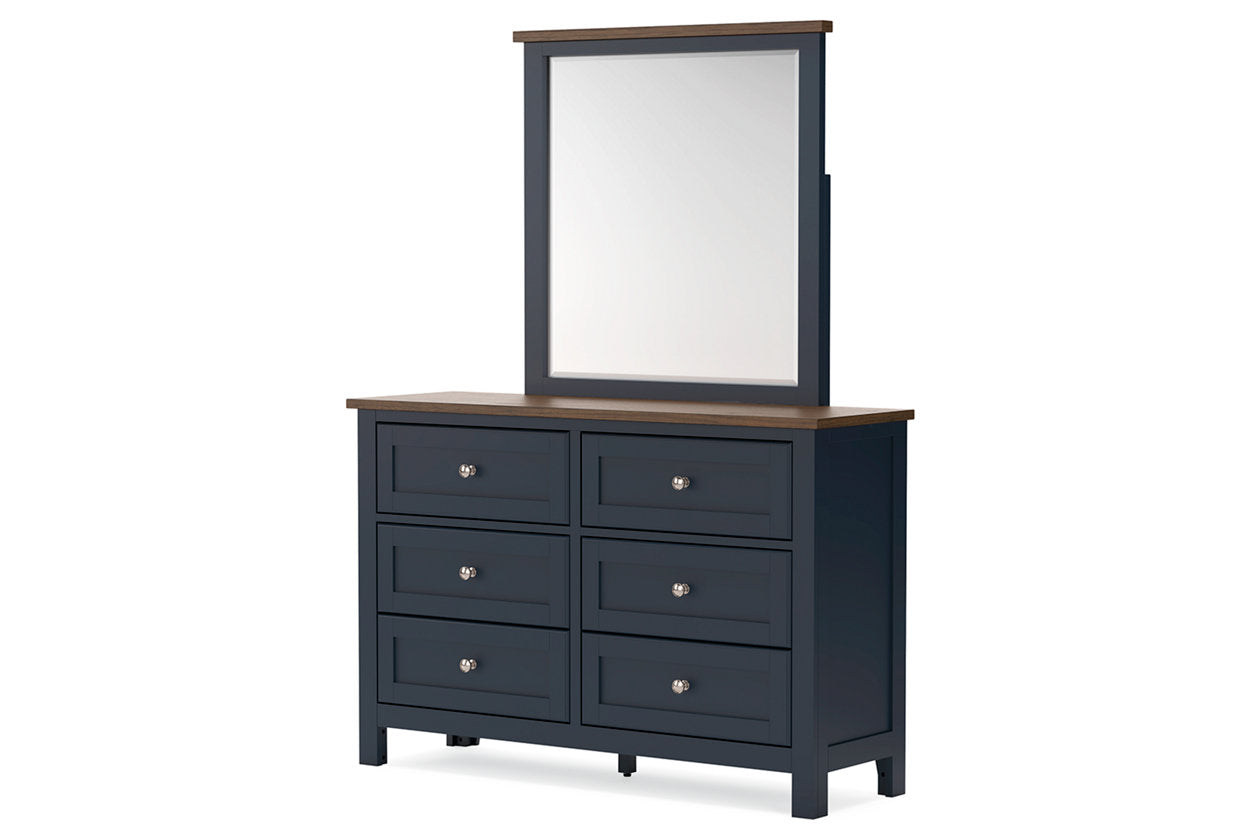 Landocken Brown/Blue Dresser and Mirror - Ashley - Luna Furniture