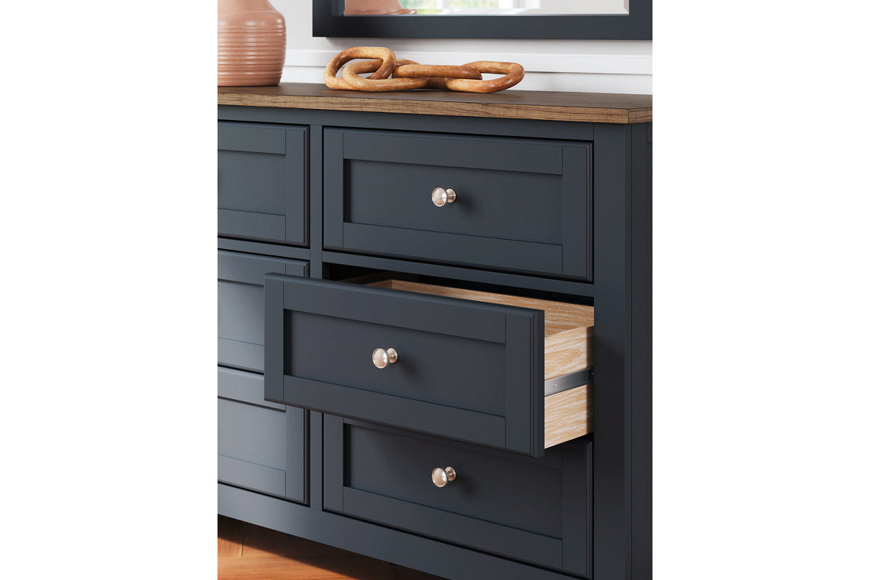 Landocken Brown/Blue Dresser and Mirror - Ashley - Luna Furniture