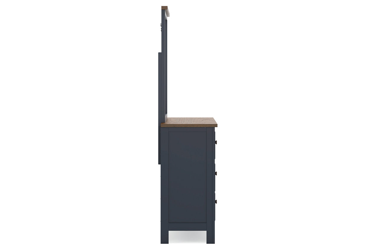 Landocken Brown/Blue Dresser and Mirror - Ashley - Luna Furniture