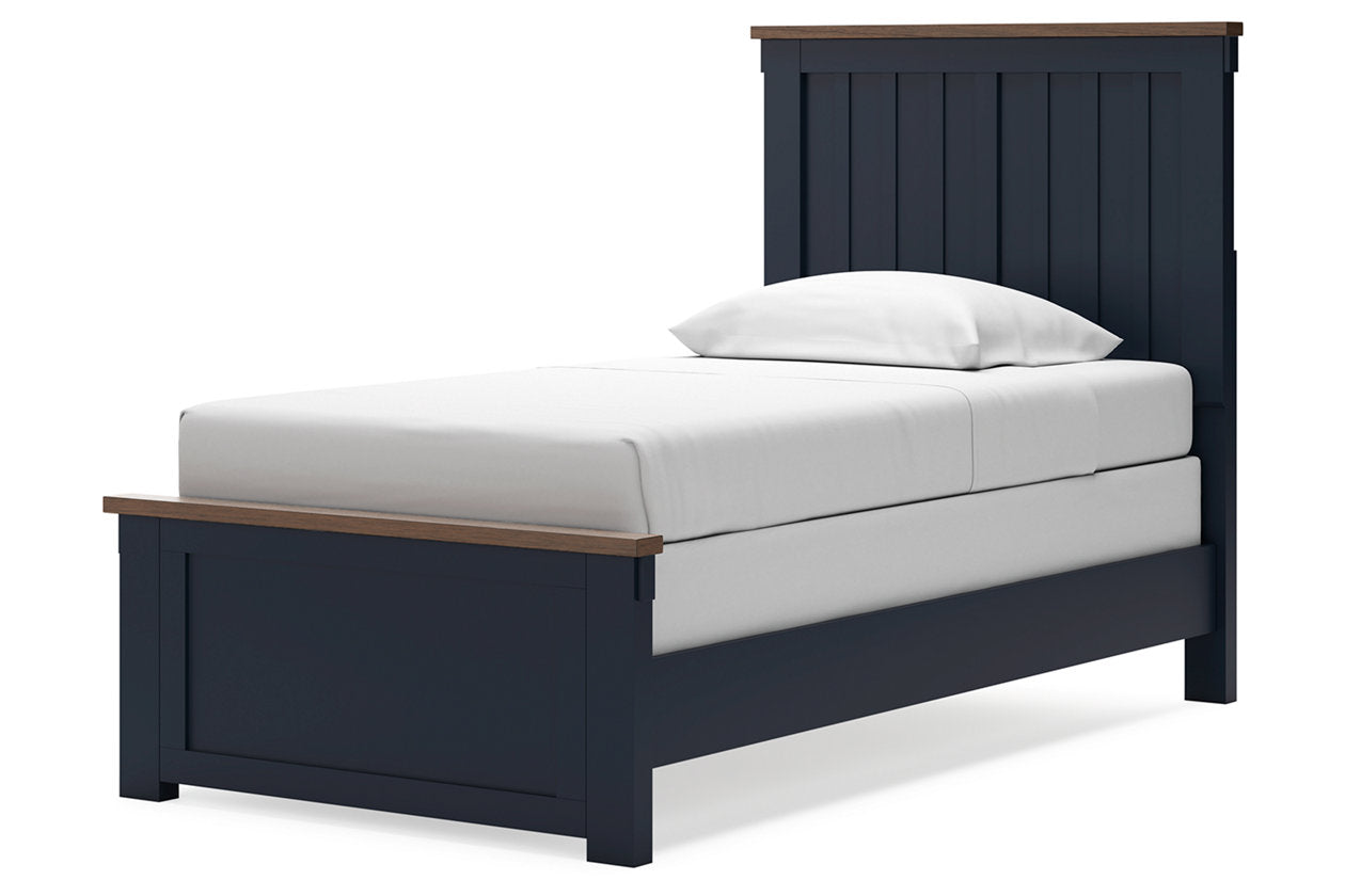 Landocken Brown/Blue Twin Panel Bed - Ashley - Luna Furniture