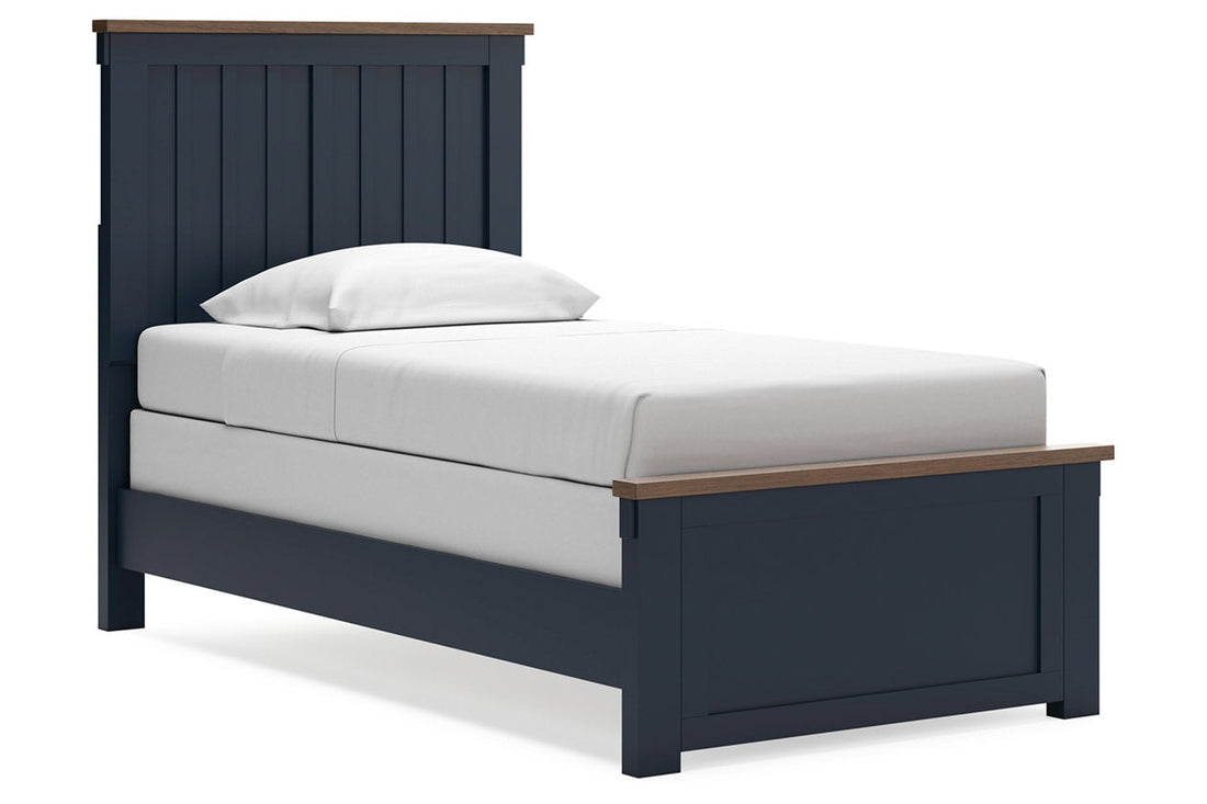 Landocken Brown/Blue Twin Panel Bed - Ashley - Luna Furniture