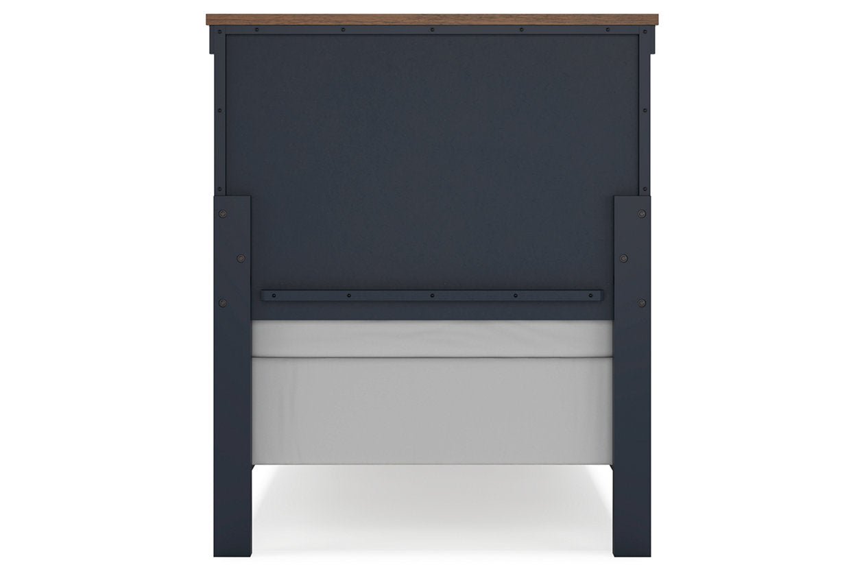 Landocken Brown/Blue Twin Panel Bed - Ashley - Luna Furniture