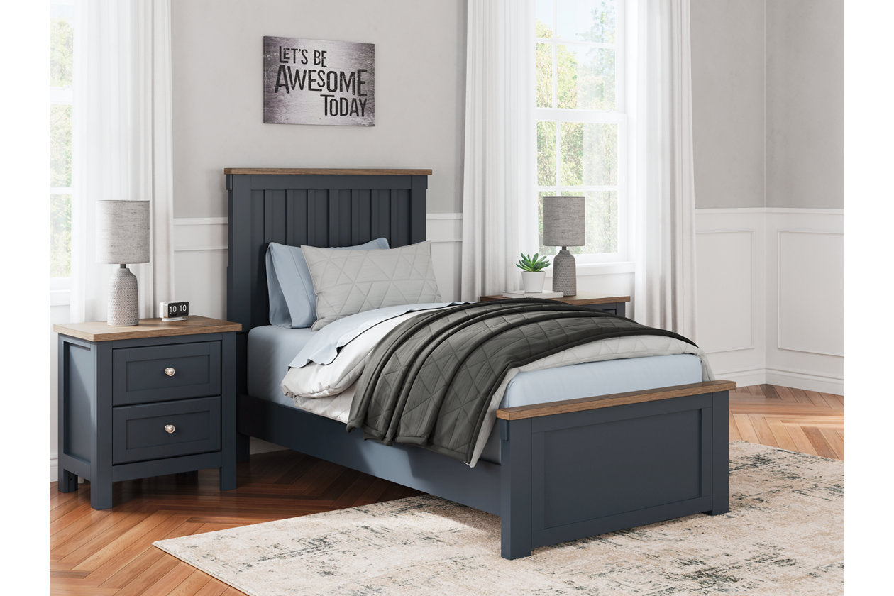 Landocken Brown/Blue Twin Panel Bed - Ashley - Luna Furniture