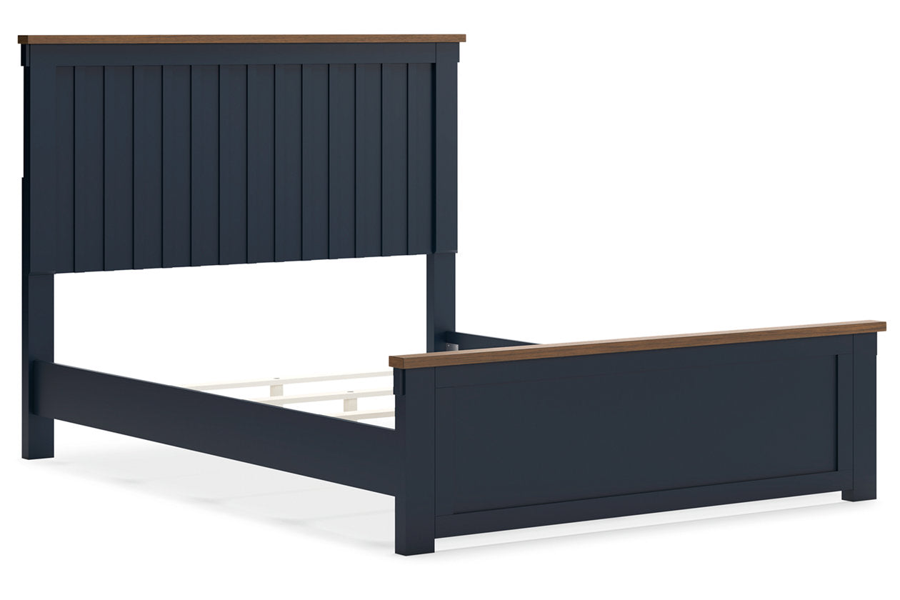Landocken Brown/Blue Queen Panel Bed - Ashley - Luna Furniture