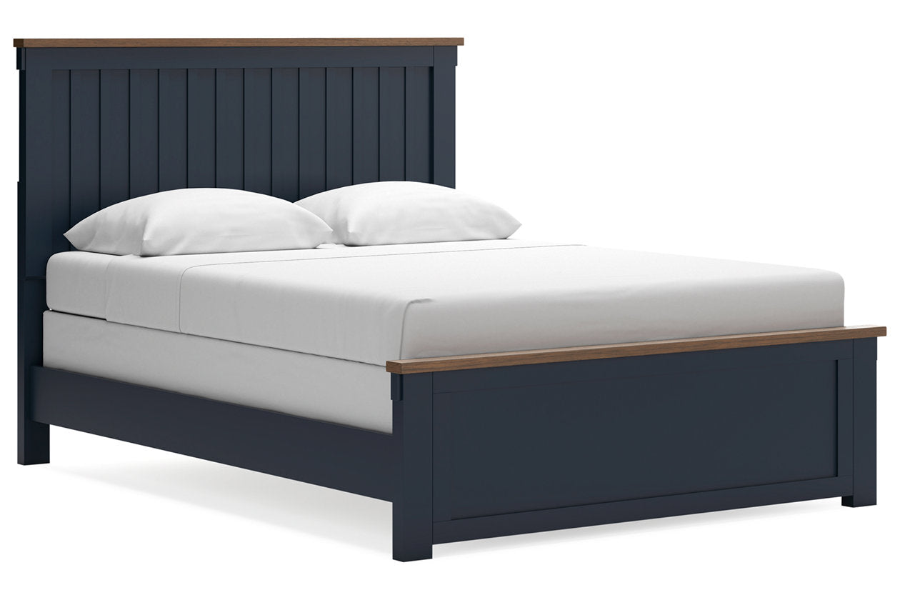 Landocken Brown/Blue Queen Panel Bed - Ashley - Luna Furniture