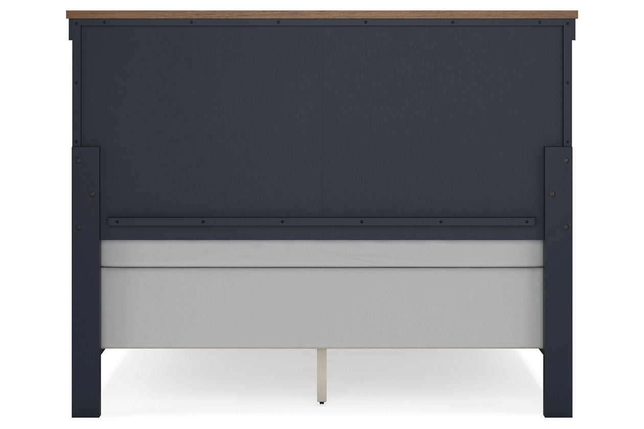 Landocken Brown/Blue Queen Panel Bed - Ashley - Luna Furniture