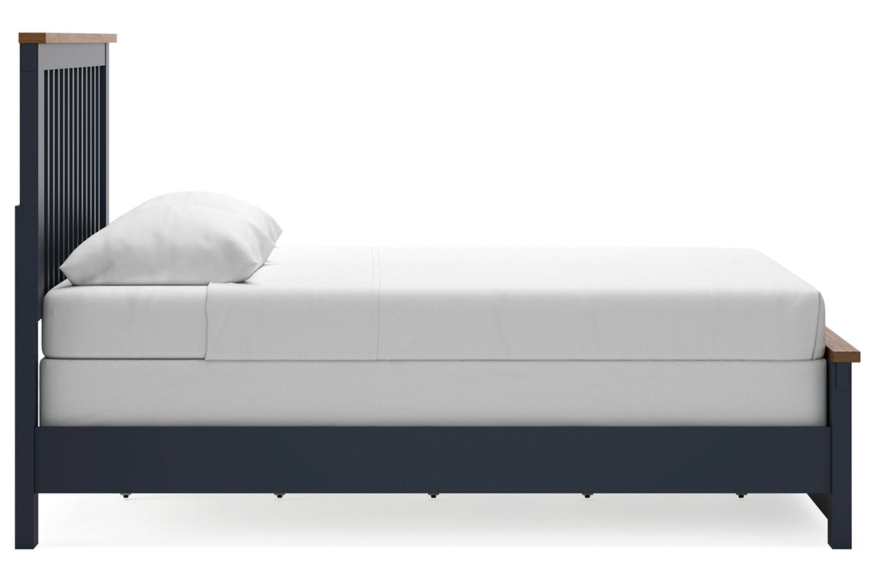 Landocken Brown/Blue Queen Panel Bed - Ashley - Luna Furniture