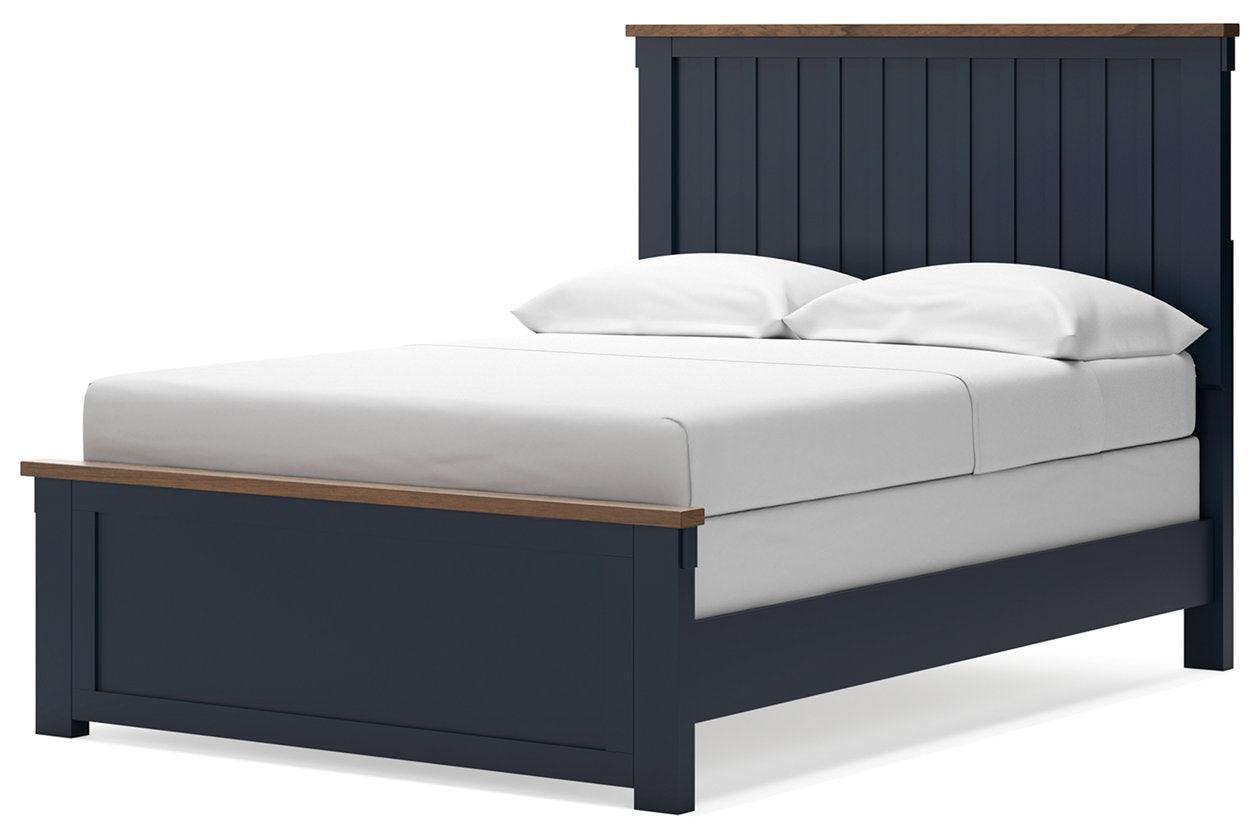 Landocken Brown/Blue Full Panel Bed - Ashley - Luna Furniture