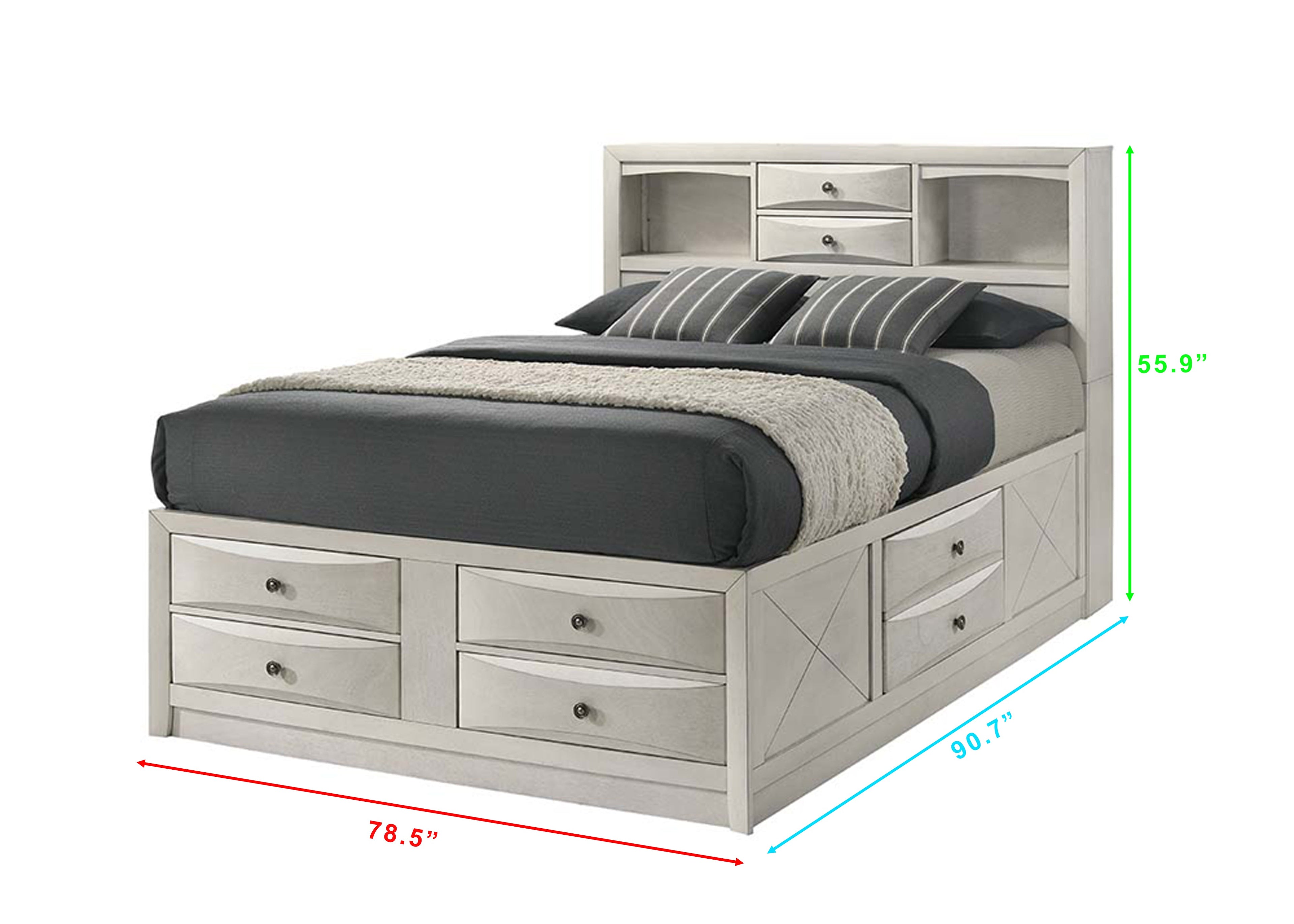 Emily White King Storage Platform Bed from Crown Mark - Luna Furniture