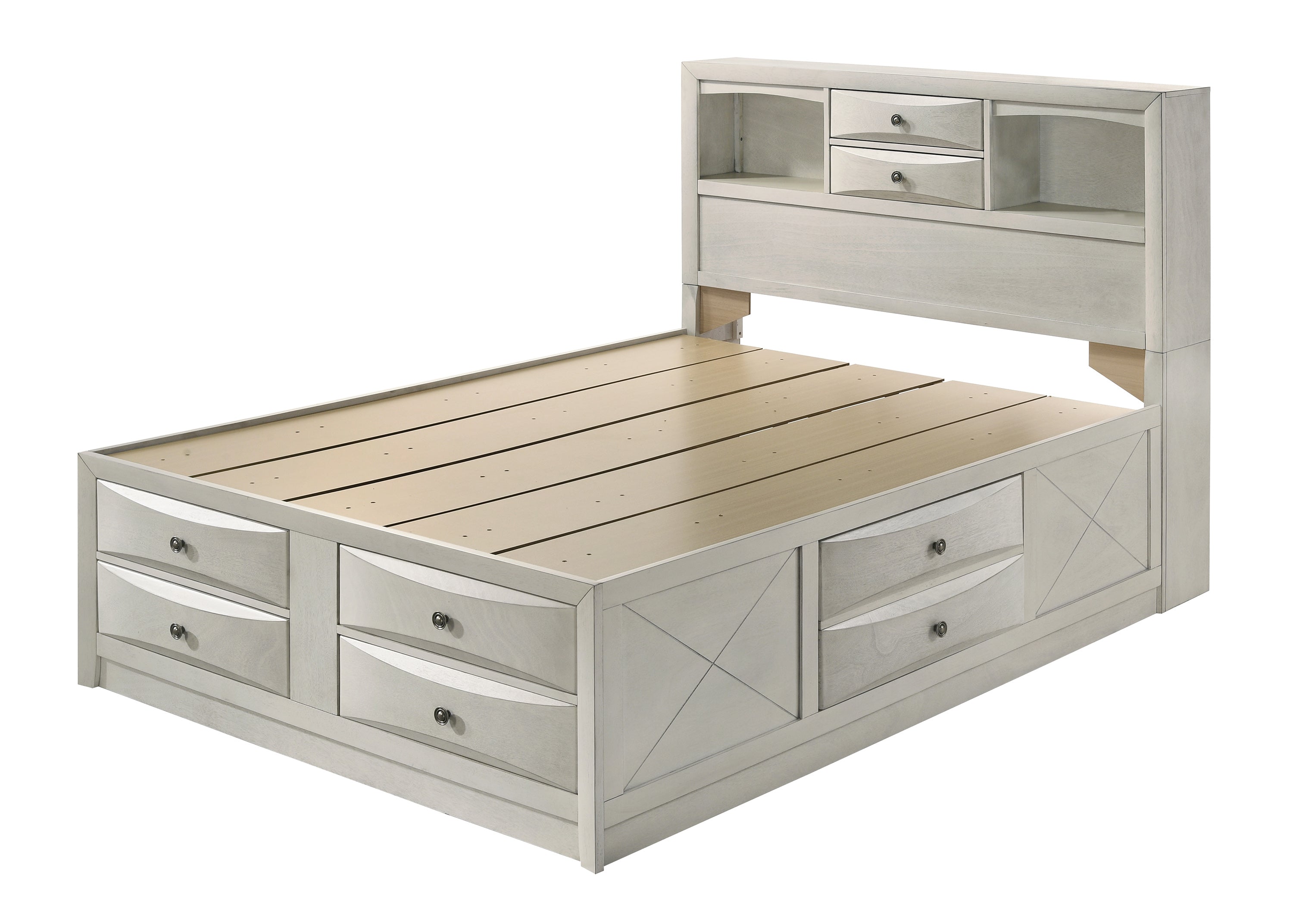 Emily White Queen Storage Platform Bed from Crown Mark - Luna Furniture