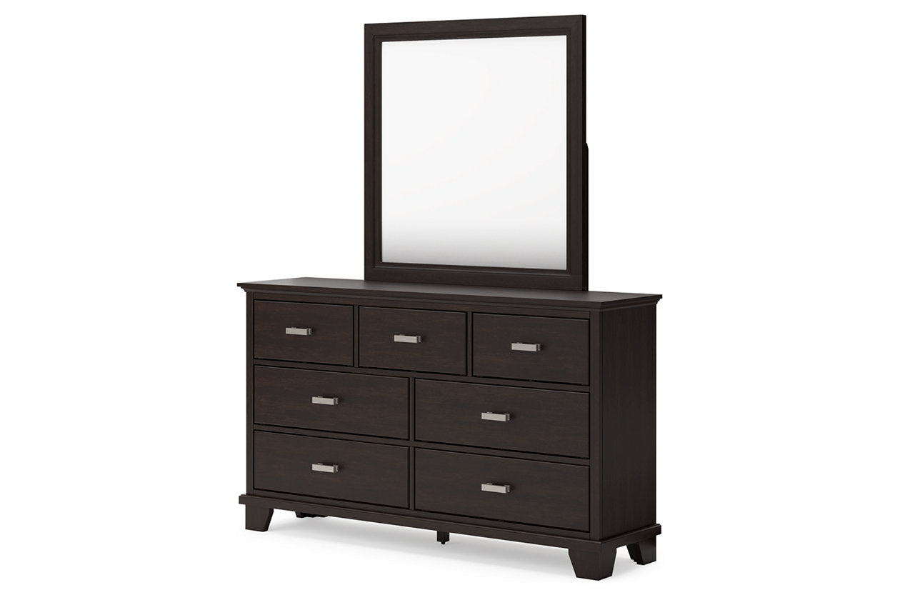 Covetown Dark Brown Dresser and Mirror - Ashley - Luna Furniture