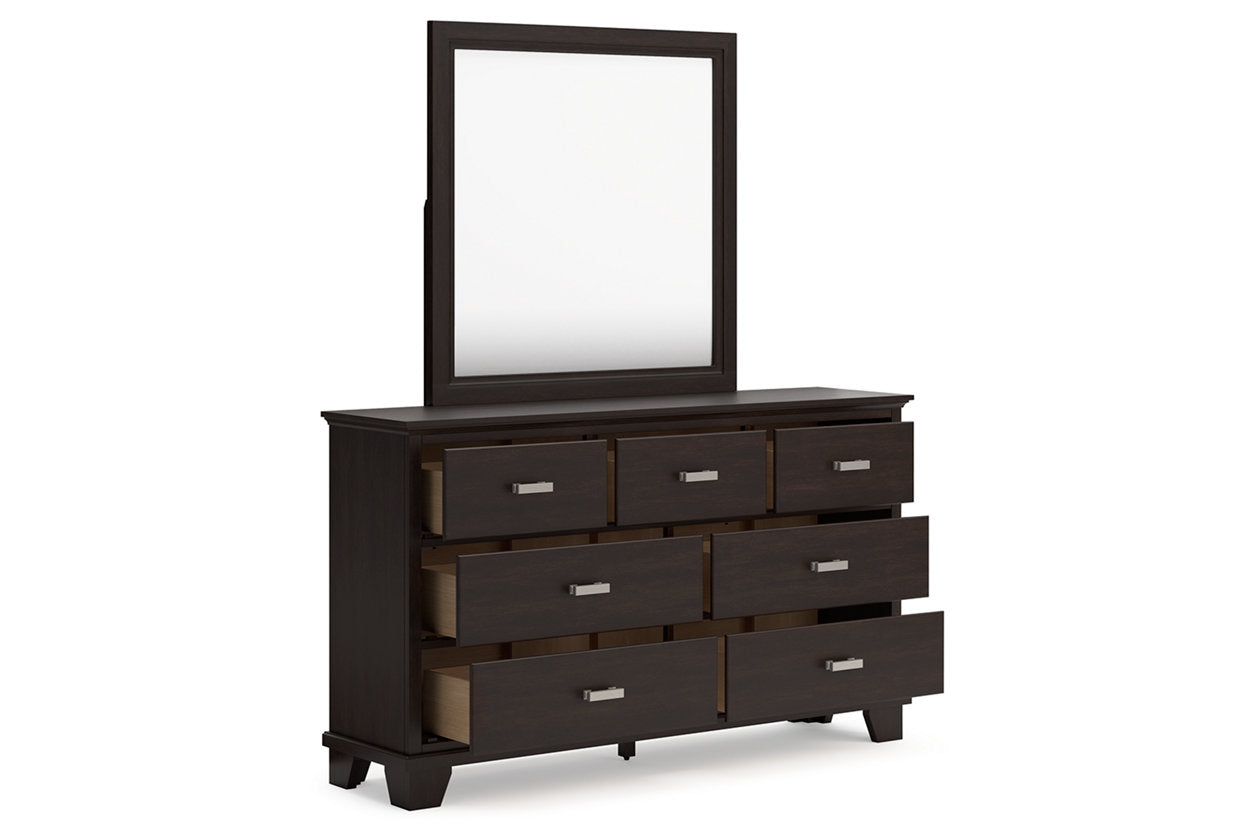 Covetown Dark Brown Dresser and Mirror - Ashley - Luna Furniture