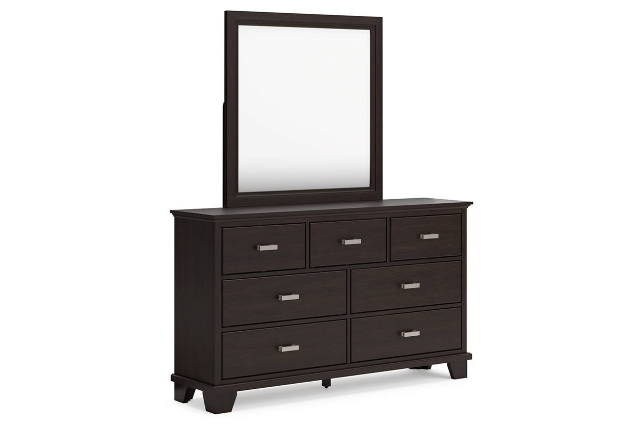 Covetown Dark Brown Dresser and Mirror - Ashley - Luna Furniture