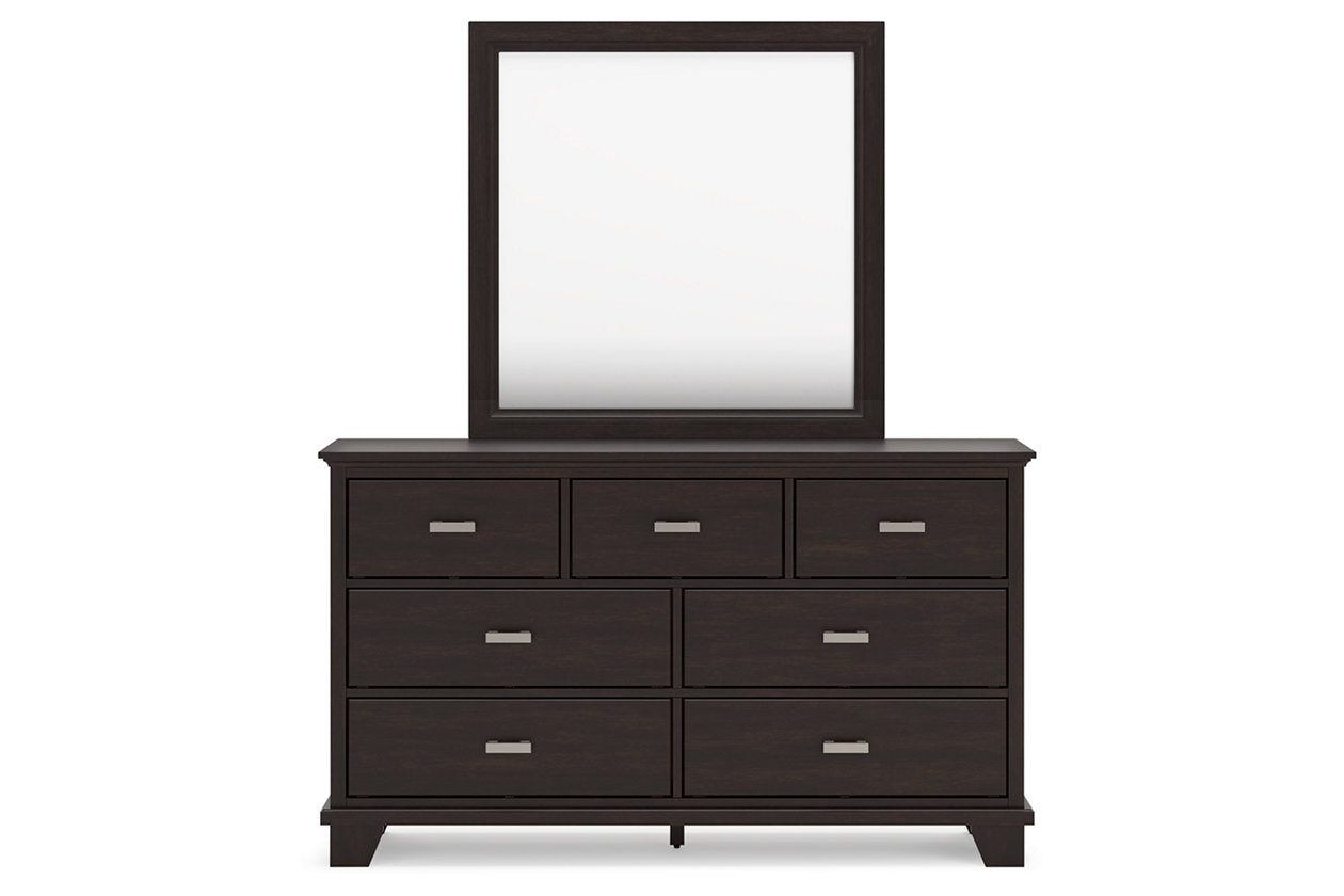 Covetown Dark Brown Dresser and Mirror - Ashley - Luna Furniture