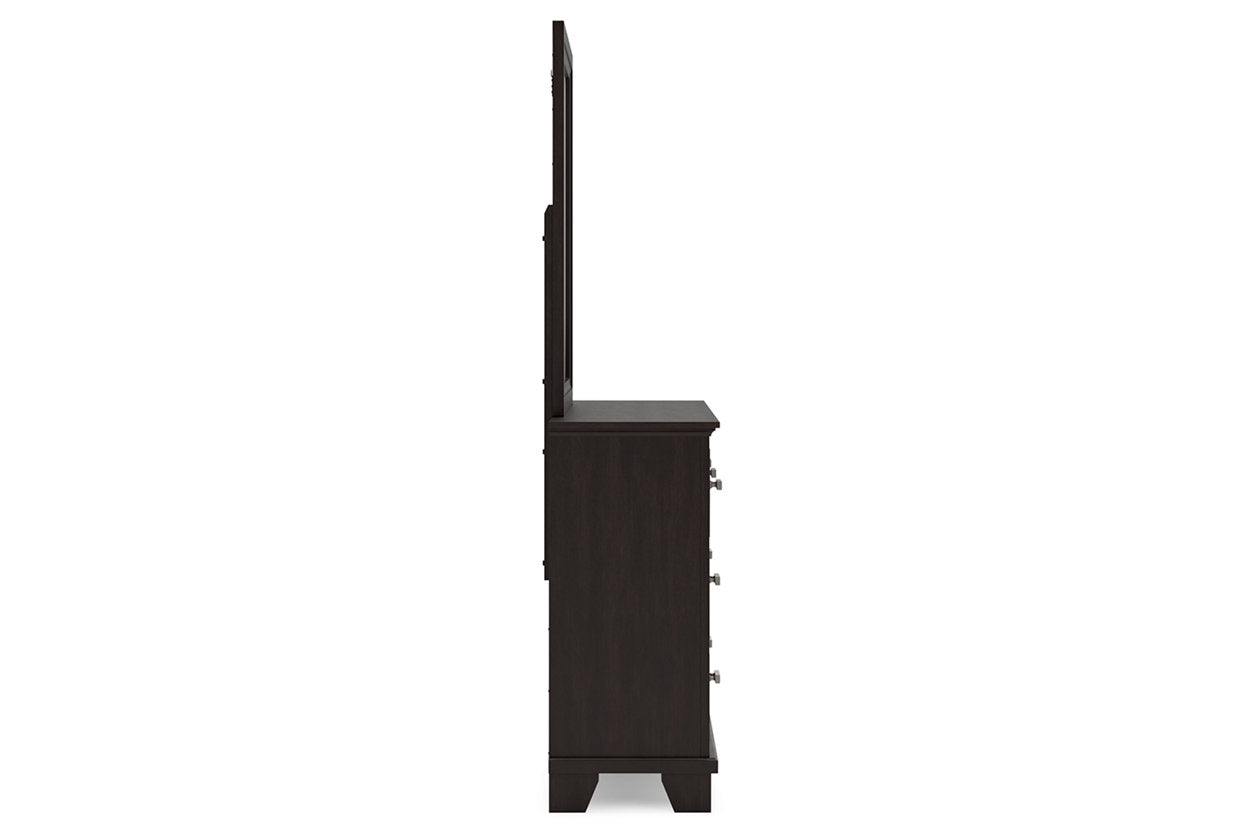 Covetown Dark Brown Dresser and Mirror - Ashley - Luna Furniture