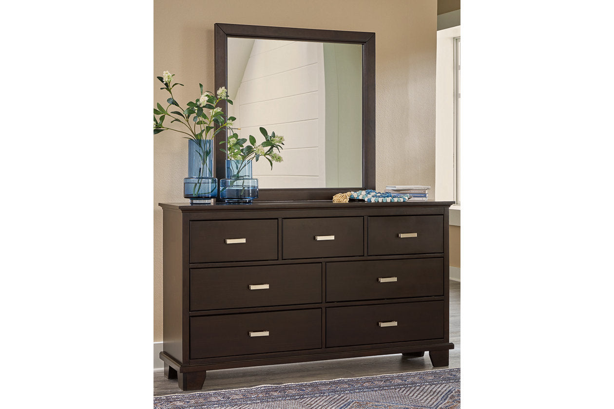 Covetown Dark Brown Dresser and Mirror - Ashley - Luna Furniture