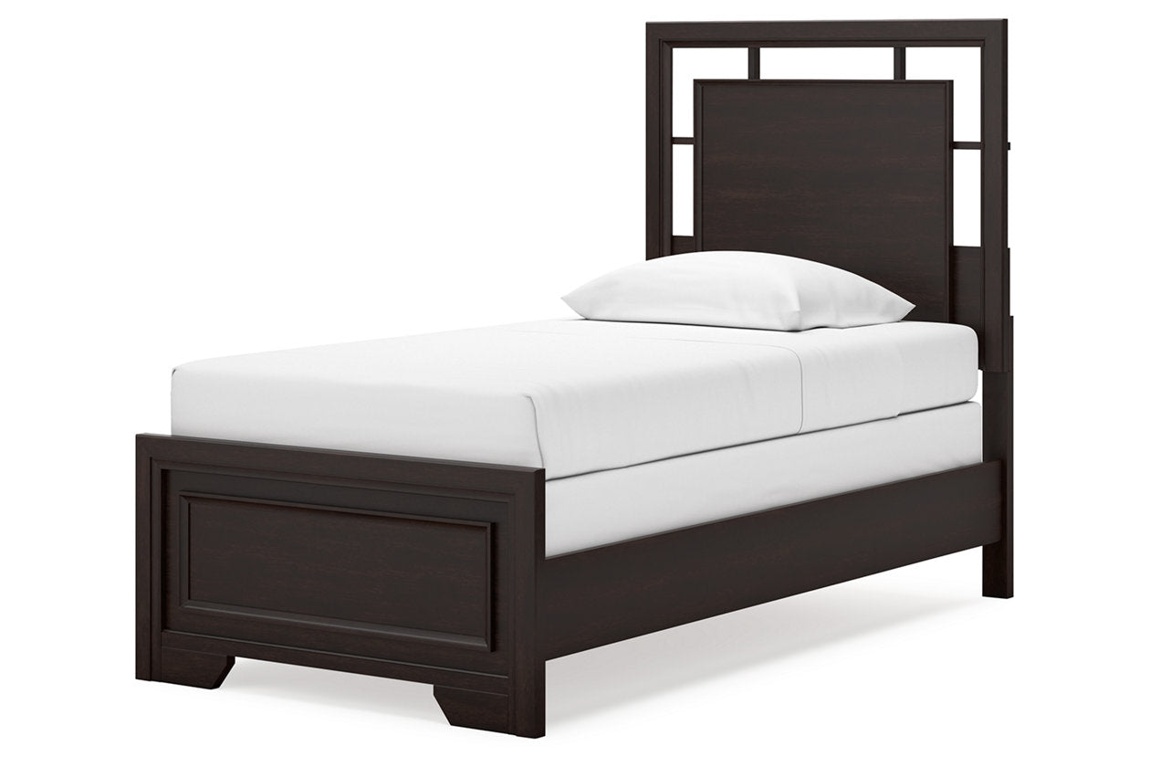 Covetown Dark Brown Twin Panel Bed - Ashley - Luna Furniture