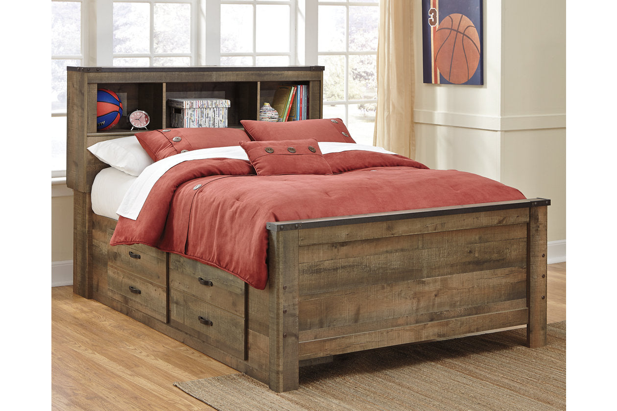 Trinell Brown Full Bookcase Bed with 2 Sided Storage - Ashley - Luna Furniture