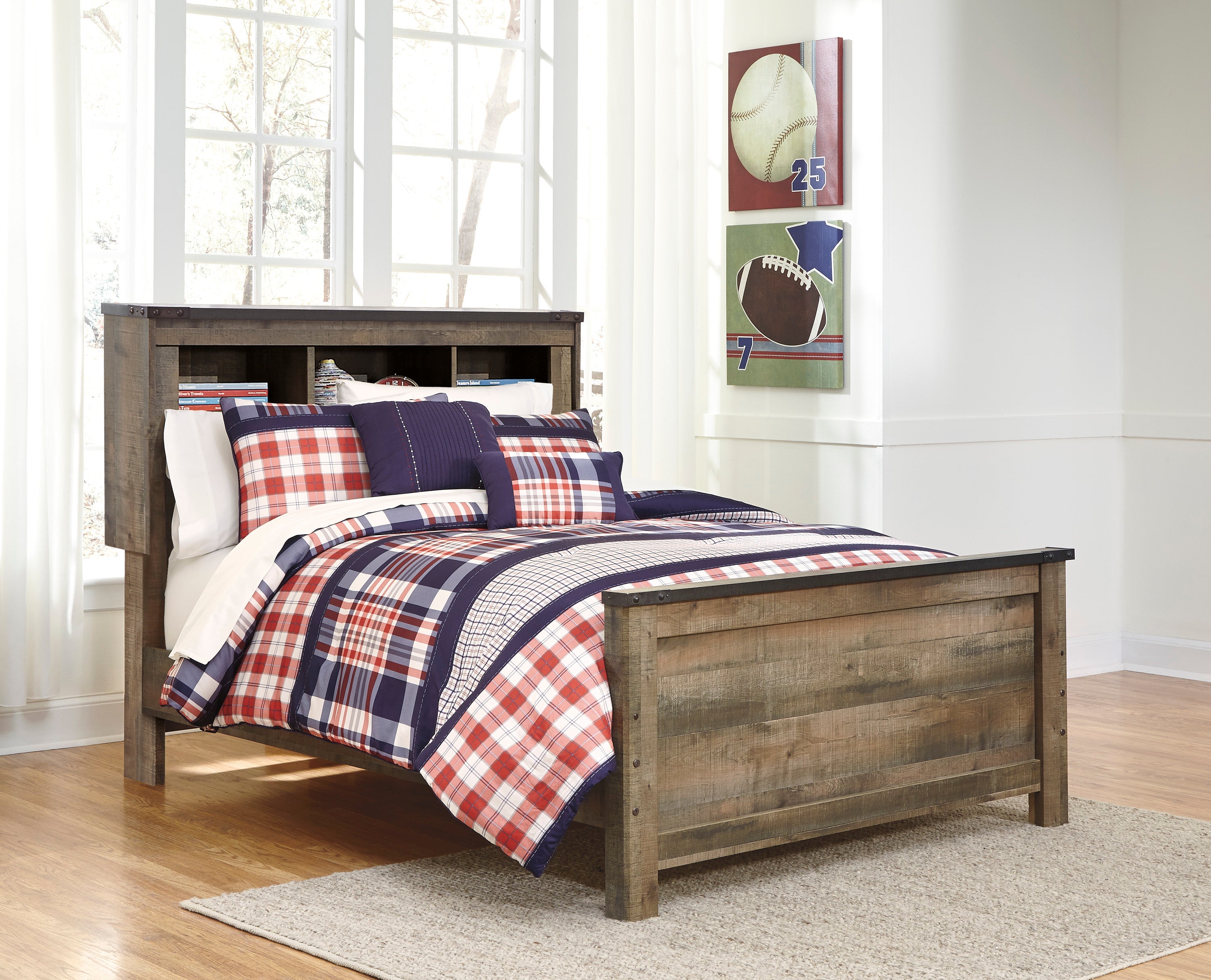 Trinell Brown Full Bookcase Panel Bed - Ashley - Luna Furniture