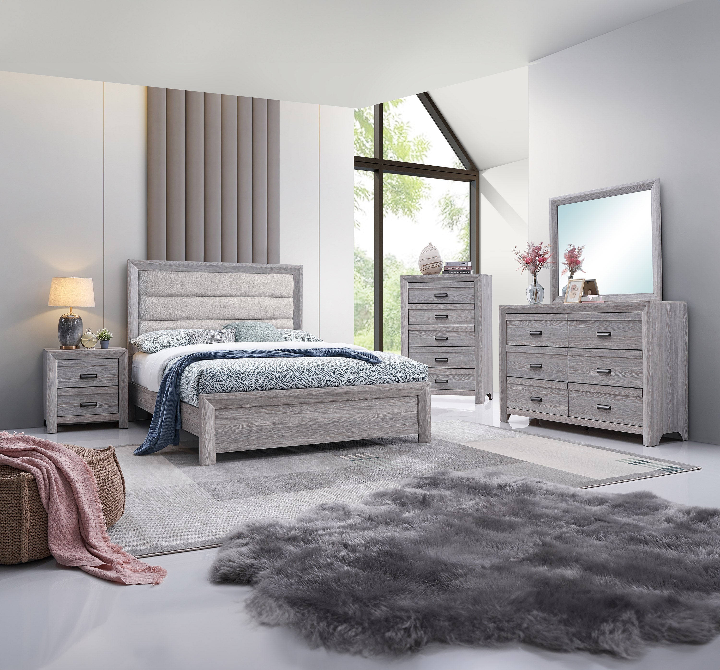 Adelaide Driftwood Upholstered Panel Youth Bedroom Set from Crown Mark - Luna Furniture