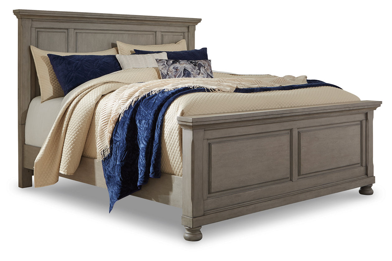 Lettner Light Gray California King Panel Bed - Ashley - Luna Furniture