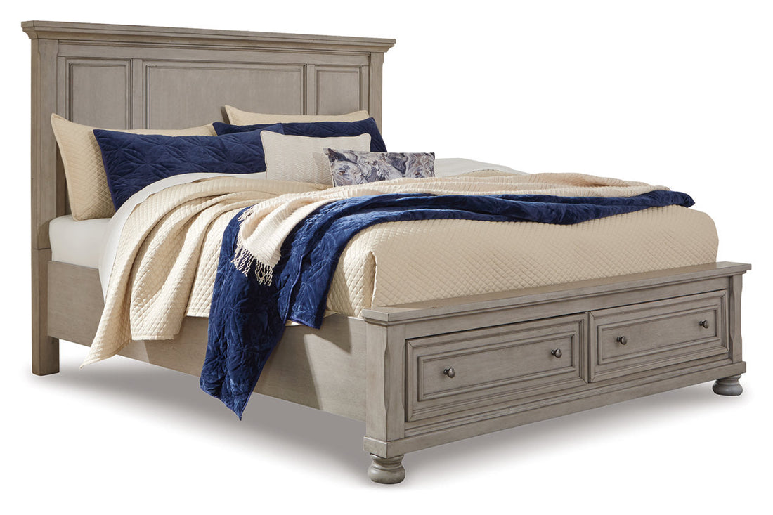 Lettner Light Gray California King Panel Storage bed - Ashley - Luna Furniture