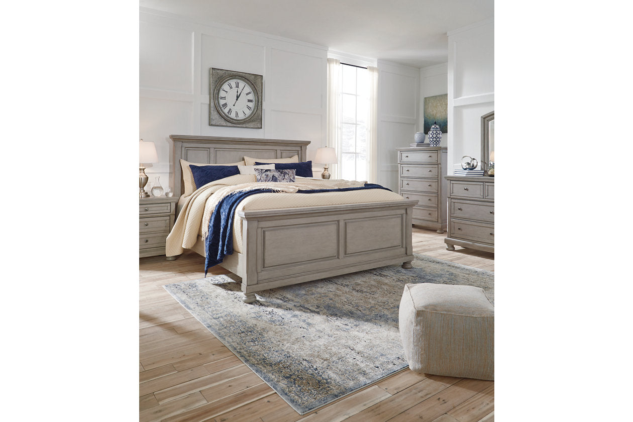 Lettner Light Gray California King Panel Bed - Ashley - Luna Furniture