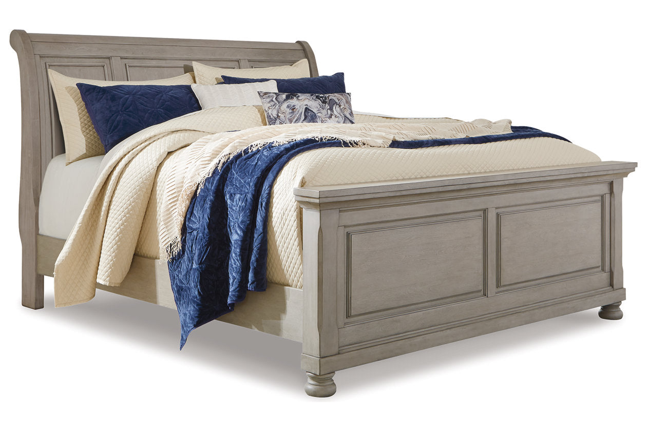 Lettner Light Gray California King Sleigh Bed - Ashley - Luna Furniture