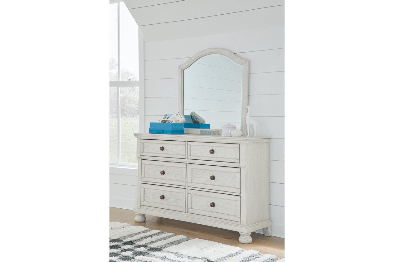 Robbinsdale Antique White Dresser and Mirror - Ashley - Luna Furniture