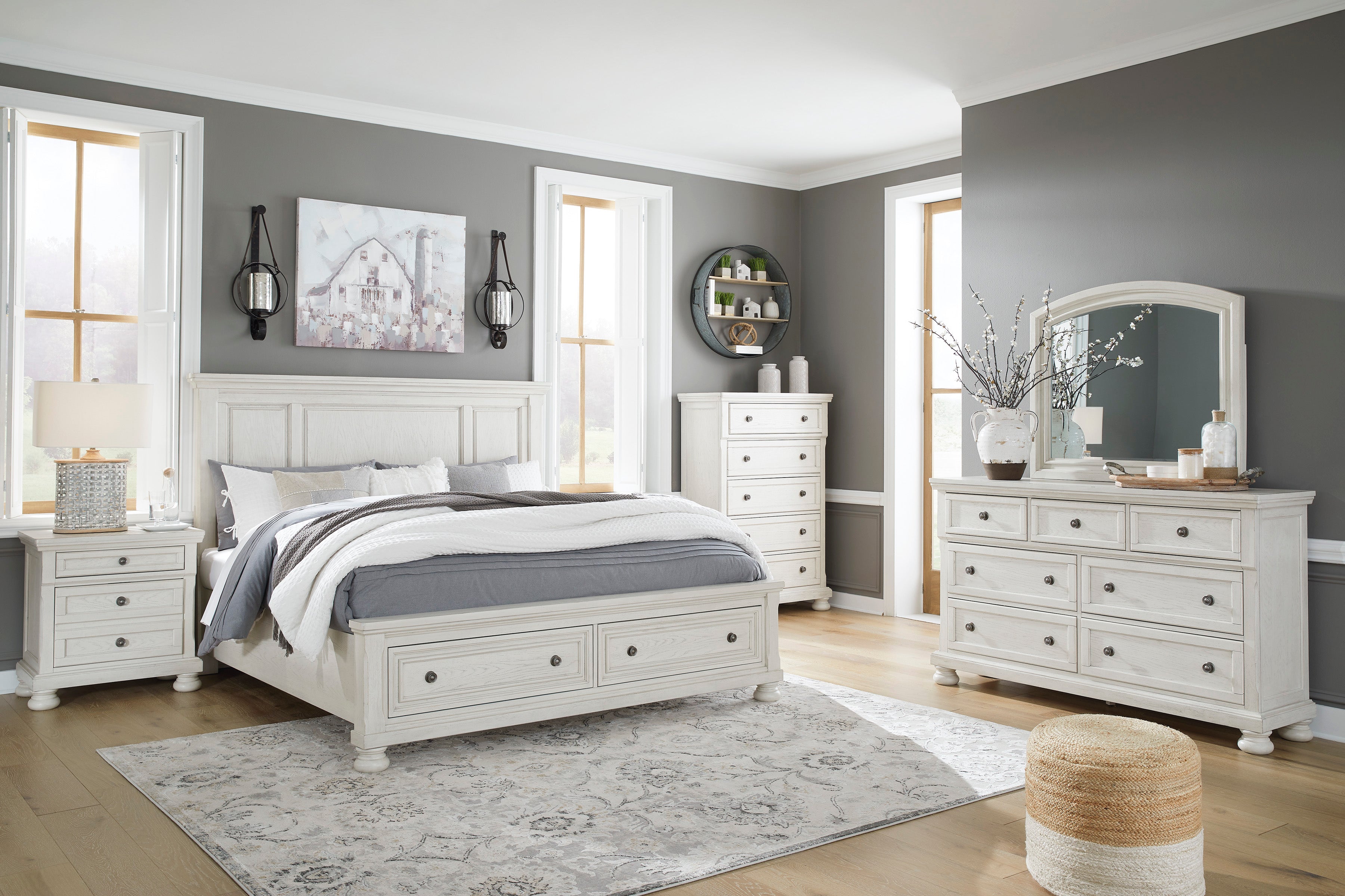 Robbinsdale Antique White Panel Storage Bedroom Set from Ashley - Luna Furniture
