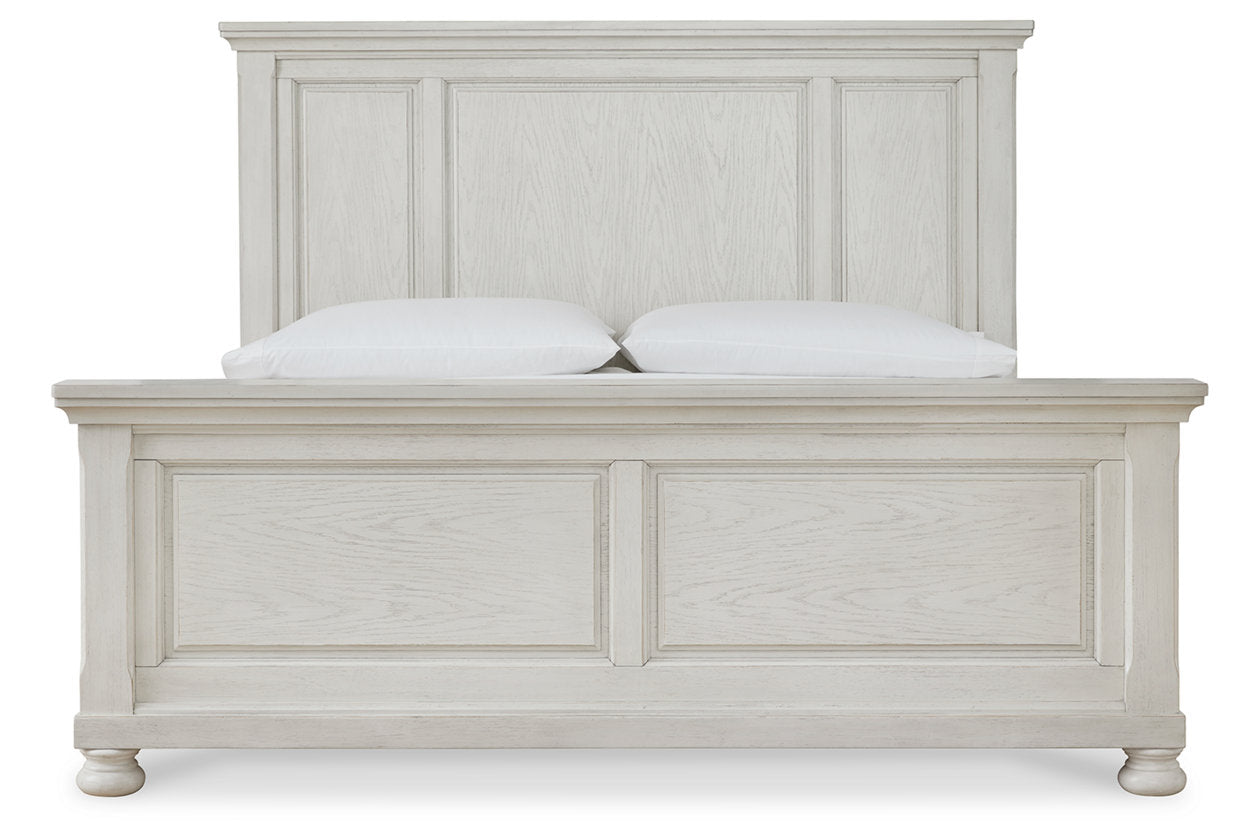 Robbinsdale Antique White California King Panel Bed - Ashley - Luna Furniture