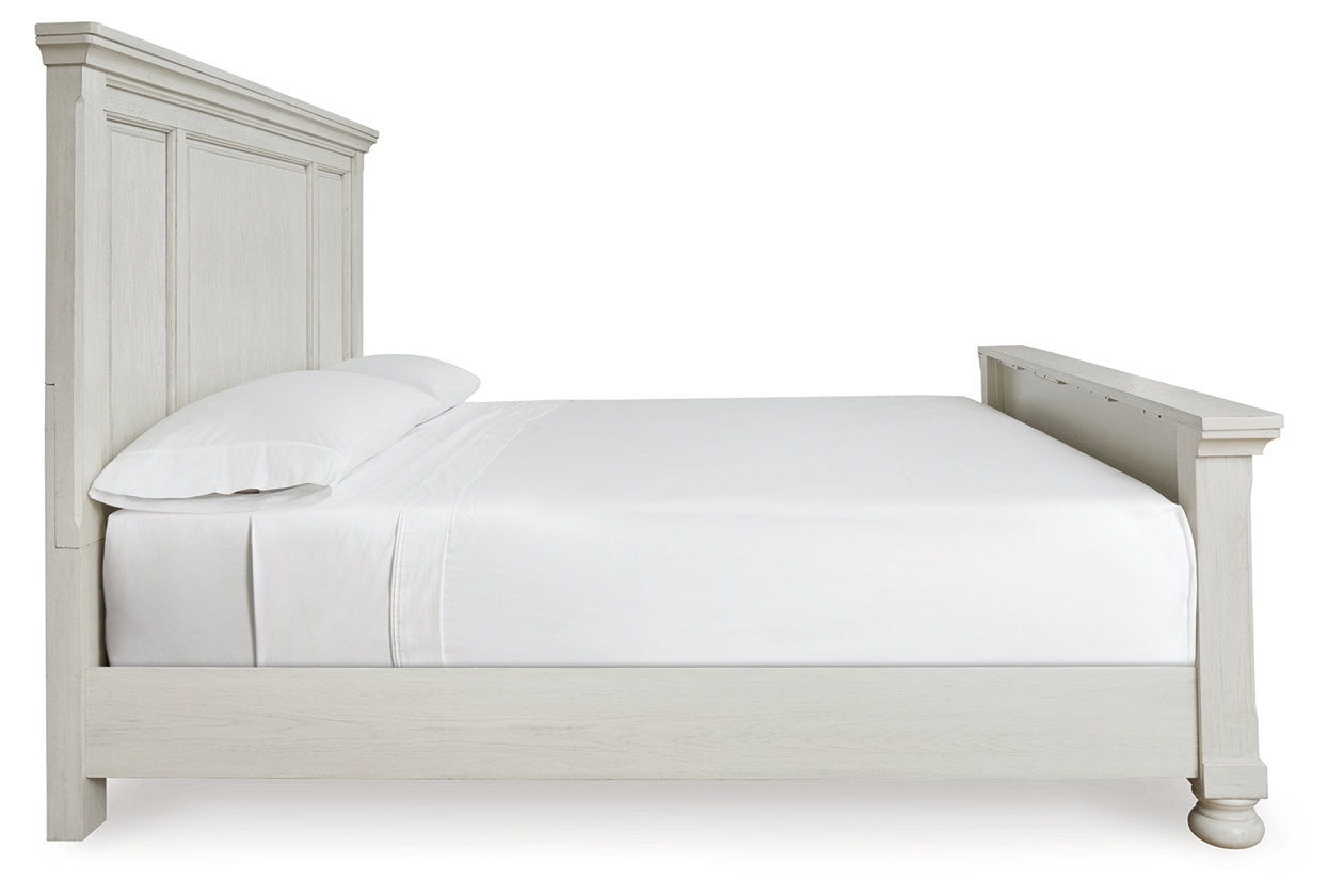 Robbinsdale Antique White California King Panel Bed - Ashley - Luna Furniture