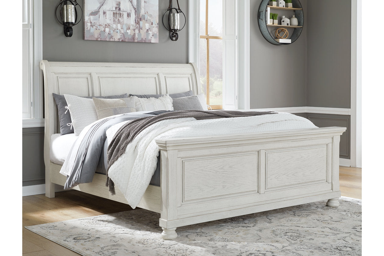 Robbinsdale Antique White Sleigh Bedroom Set from Ashley - Luna Furniture