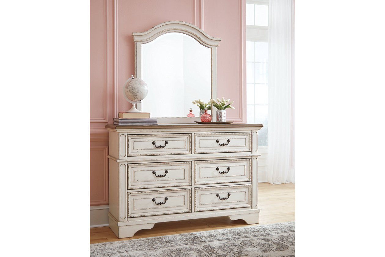 Realyn Chipped White Dresser and Mirror - Ashley - Luna Furniture
