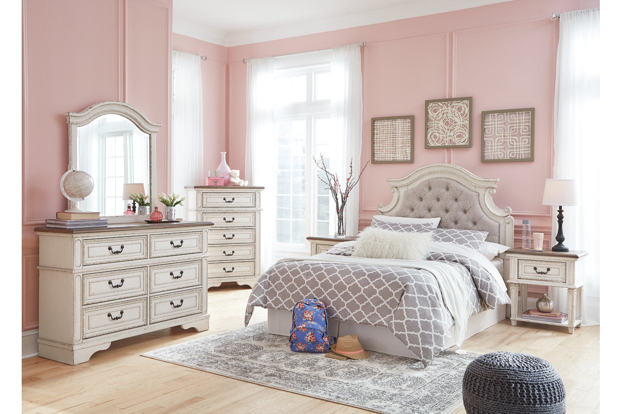 Realyn Chipped White Dresser and Mirror - Ashley - Luna Furniture