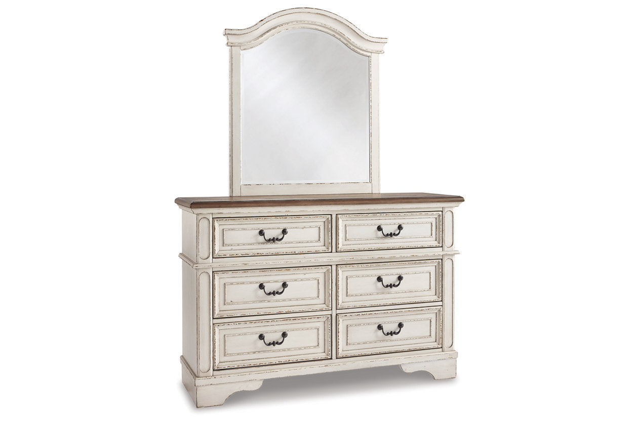 Realyn Chipped White Dresser and Mirror - Ashley - Luna Furniture