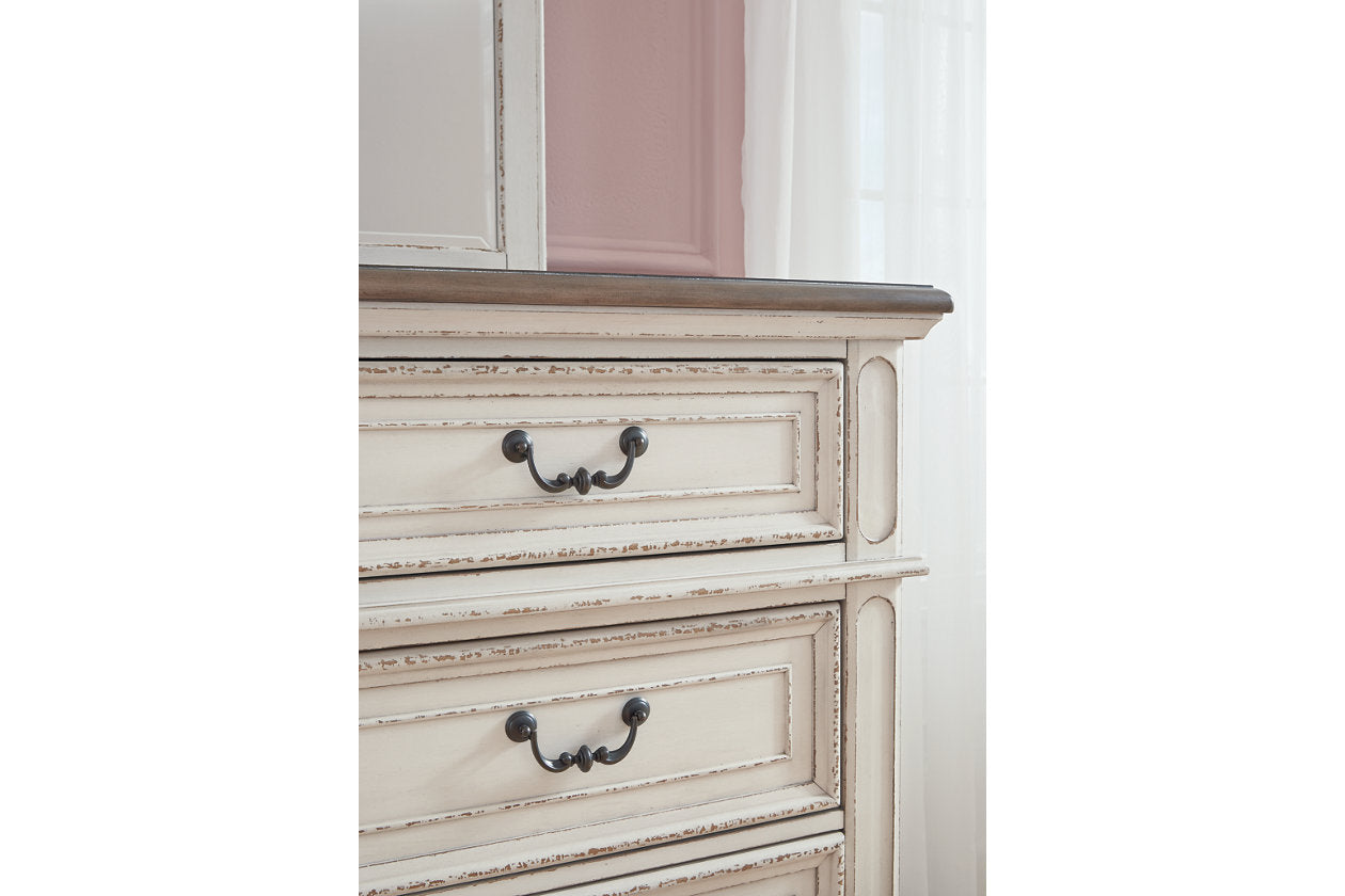 Realyn Chipped White Dresser and Mirror - Ashley - Luna Furniture