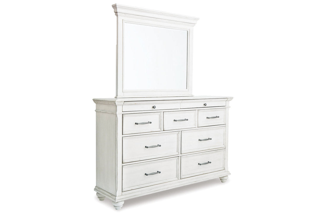 Kanwyn Whitewash Dresser and Mirror - Ashley - Luna Furniture