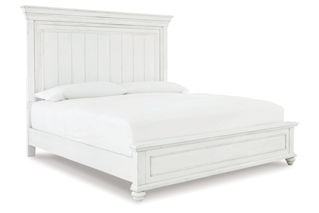 Kanwyn Whitewash California King Panel Bed - Ashley - Luna Furniture